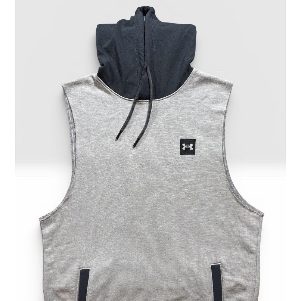 Under Armour Men's Sportstyle Sleeveless Hoodie Size Small Gray Pocket -1836 - Picture 3 of 6